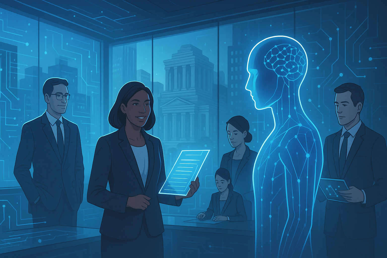 A_digital_illustration_depicts_a_futuristic_office